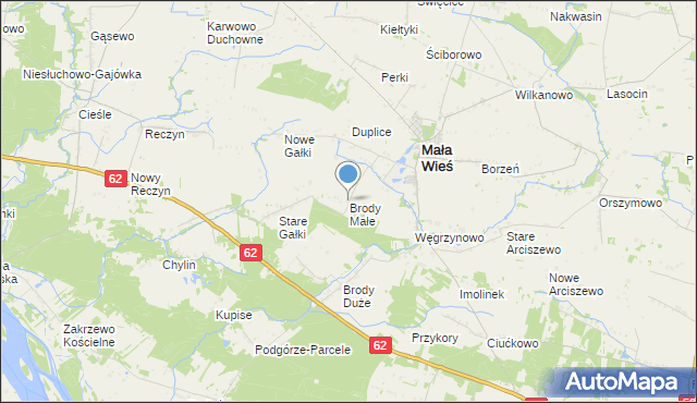 mapa Brody Małe, Brody Małe gmina Mała Wieś na mapie Targeo